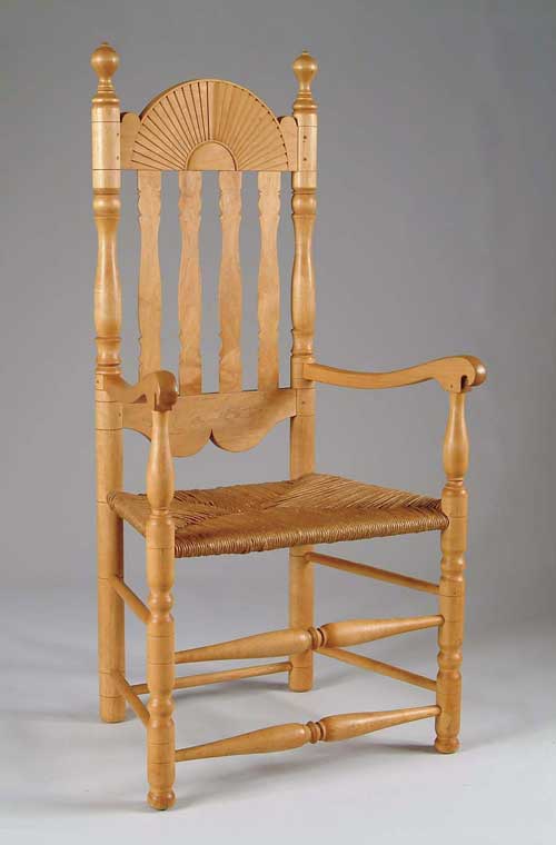 Appraisal: FINE BENCH MADE CONNECTICUT RIVER STYLE BANISTER BACK ARMCHAIR Four