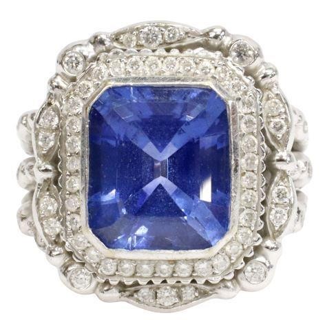 Appraisal: Estate kt white gold blue sapphire and diamond ring Doris