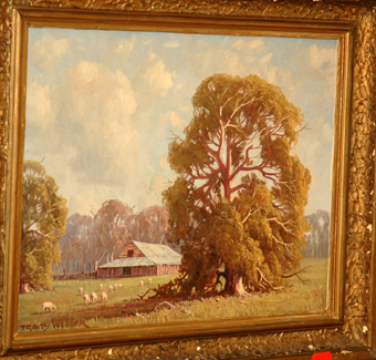 Appraisal: TRAVIS WEBBER HOMESTEAD WITH SHEEP OIL ON BOARD