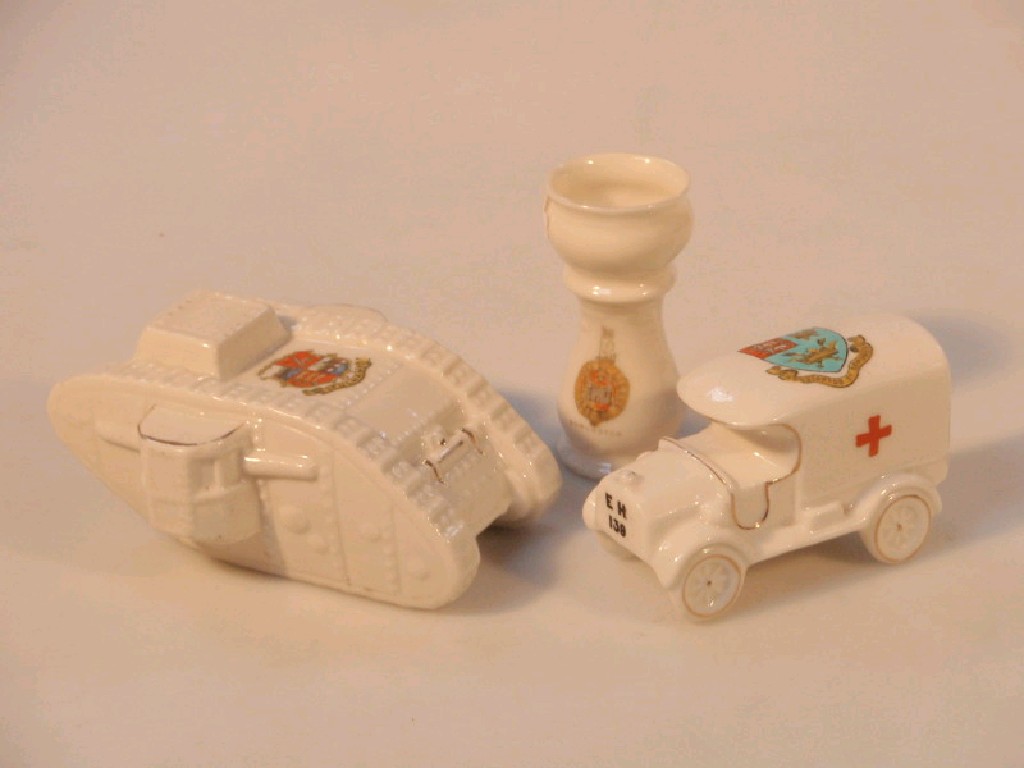 Appraisal: An Arcadian crested china WWI ambulance with Hunstanton St Edmunds