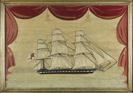 Appraisal: A Victorian sailor's woolwork picture of a man o' war