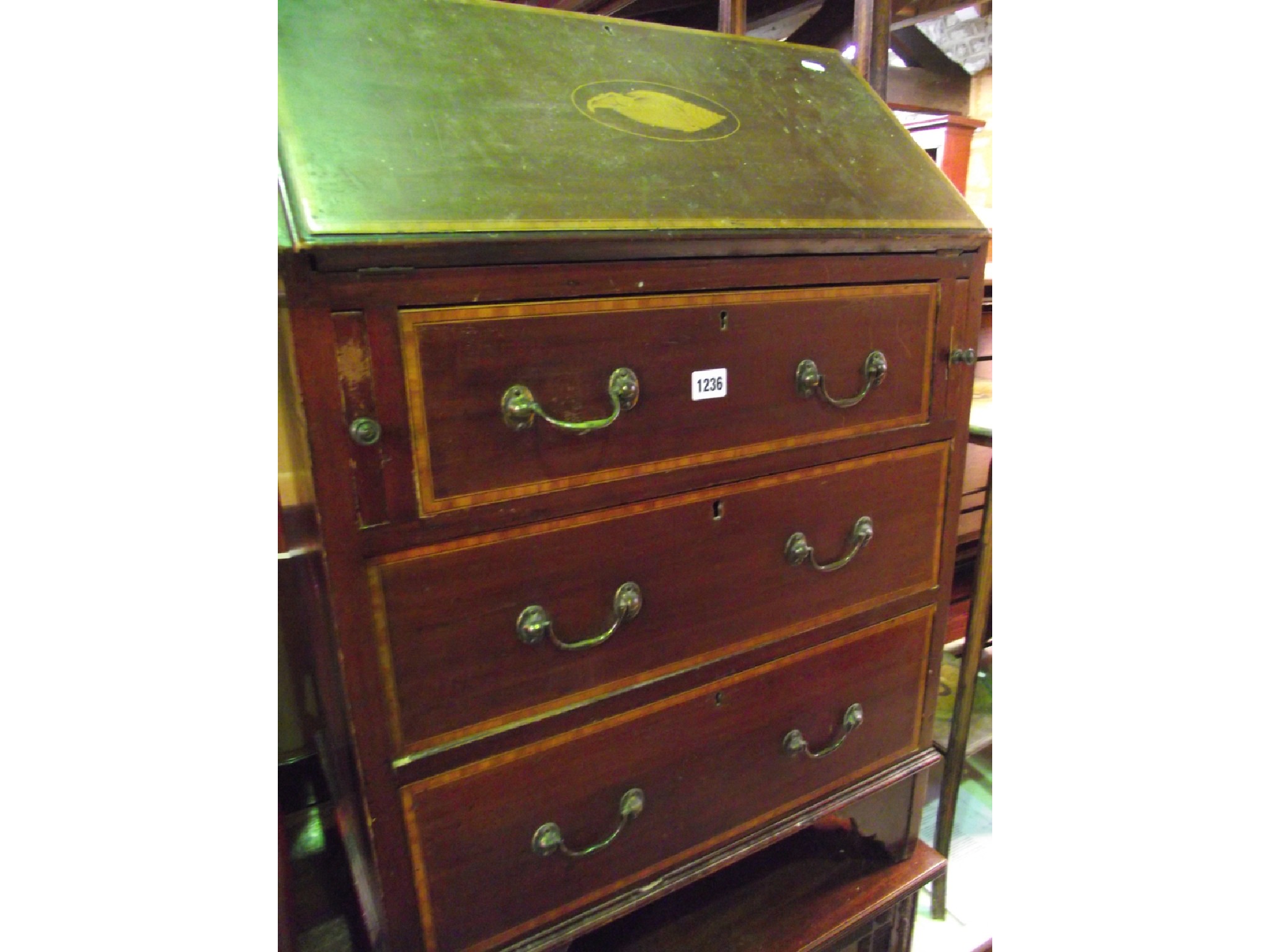 Appraisal: An inlaid Edwardian mahogany ladies writing bureau with shell and