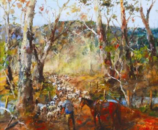 Appraisal: Hugh Sawrey - Stan Le Poidevin's Sheep Crossing the Creek