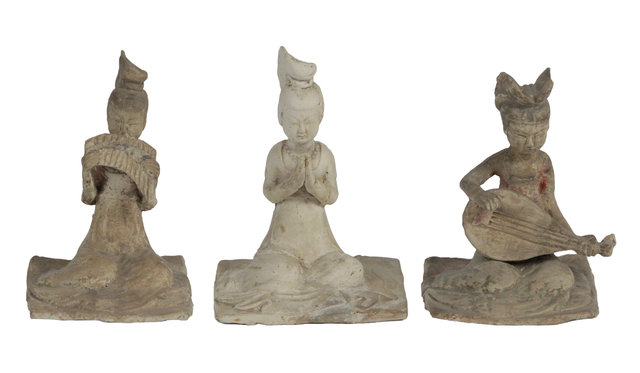 Appraisal: A Chinese pottery figure of a female musician Tang Dynasty