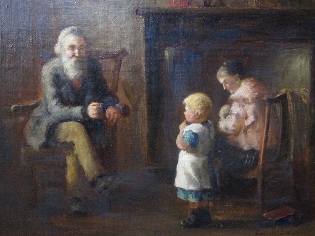 Appraisal: TOM MCEWAN RSW - GRANDFATHER'S PENNY Oil on board signed