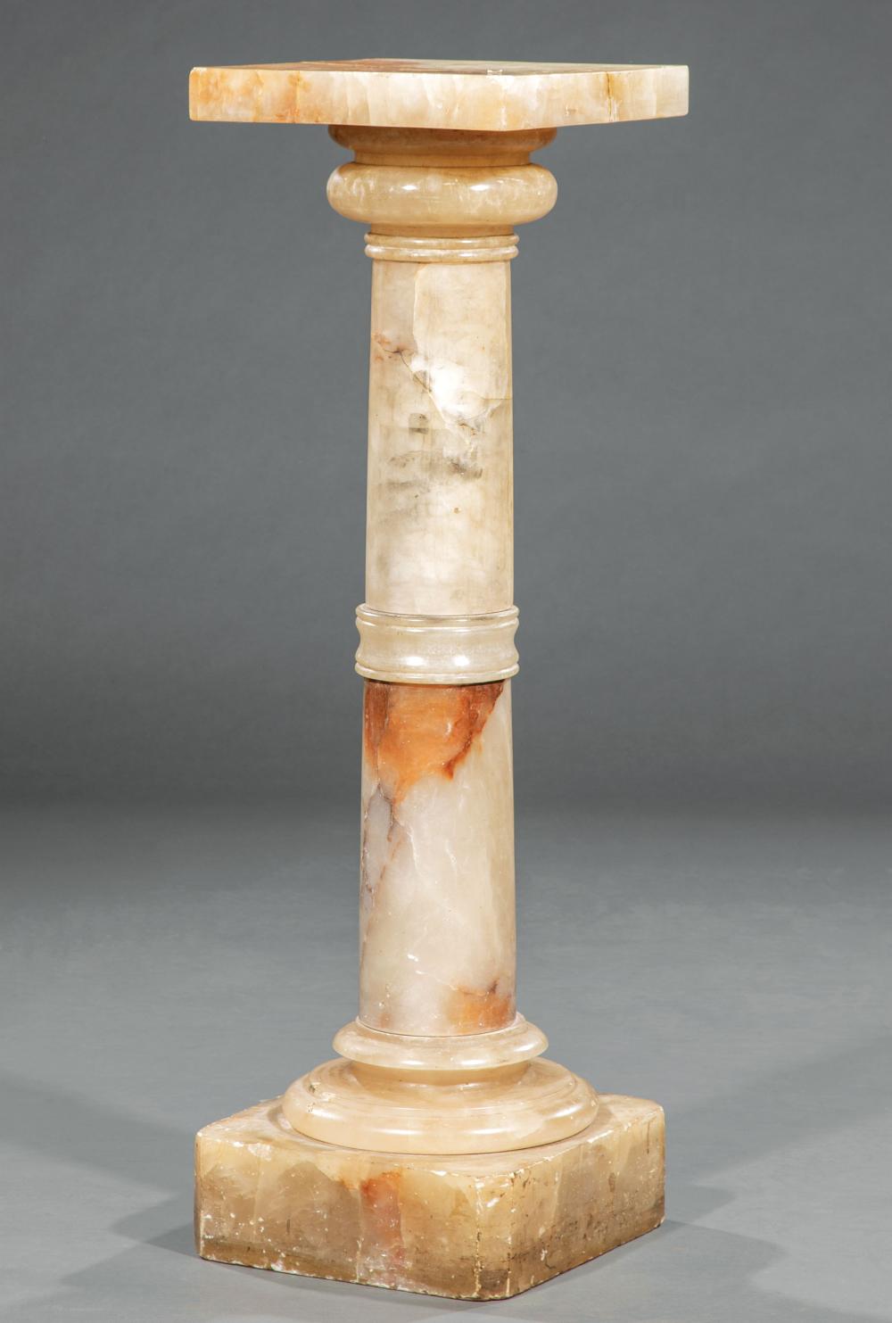 Appraisal: Classical-Style Onyx Pedestal early th c square swivel top columnar