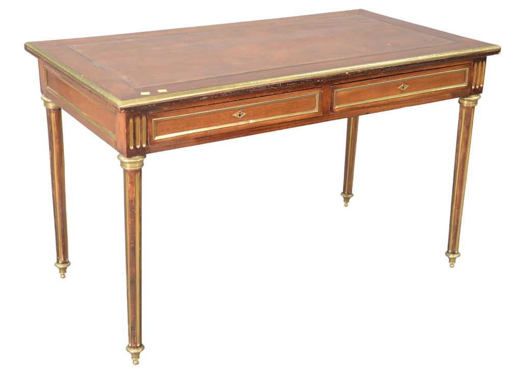 Appraisal: Louis XVI Style Desk having leather top with brass trim