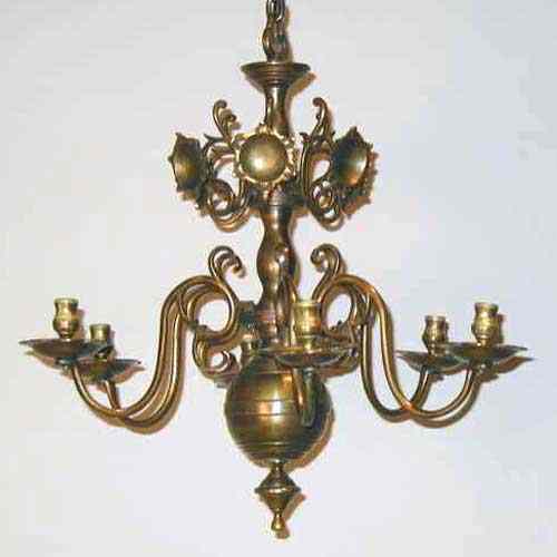 Appraisal: A Swedish Baroque Style Brass Chandelier circa having a baluster