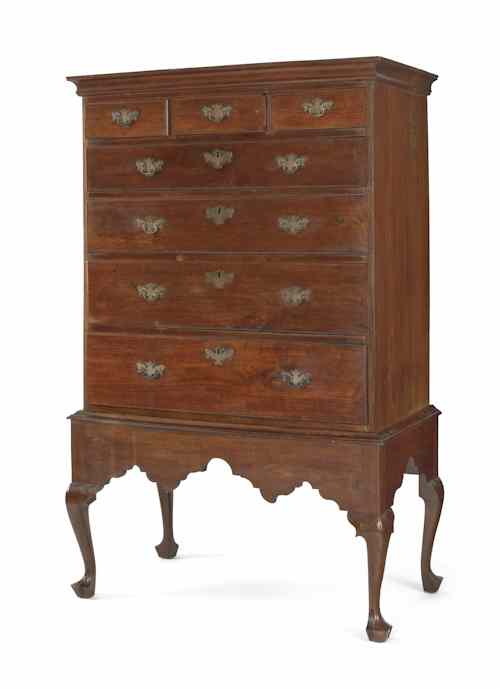 Appraisal: Pennsylvania Queen Anne walnut chest on frame ca retaining its