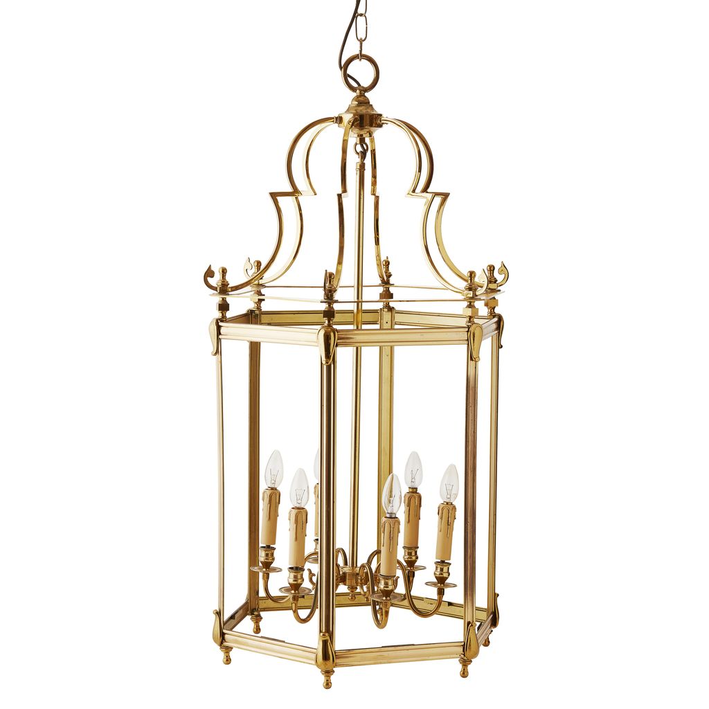 Appraisal: LARGE REGENCY STYLE GILT BRASS HALL LANTERN TH CENTURY of