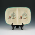 Appraisal: Brock of California divided serving dish with turquoise rim and