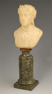 Appraisal: A th century Italian carved alabaster bust of Dante Alighieri