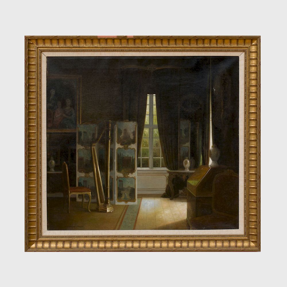 Appraisal: Christian Tilemann-Petersen - Lerchenbord Interior Oil on canvas signed 'Christian