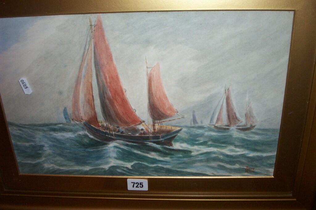 Appraisal: An early th century watercolour of sailing boats on a