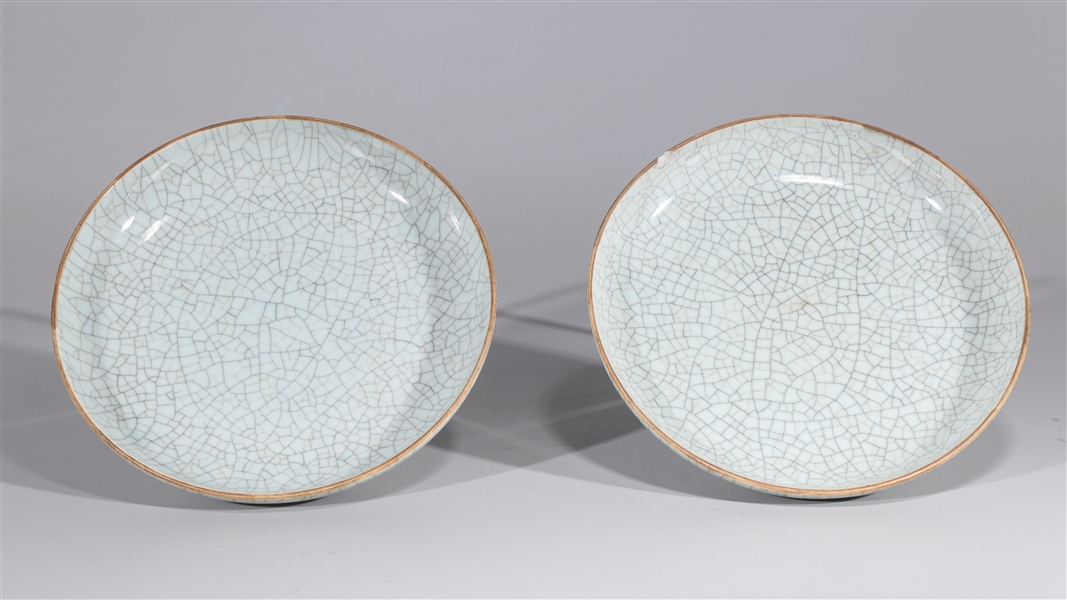 Appraisal: Pair of Chinese crackle glazed dishes some wear one plate