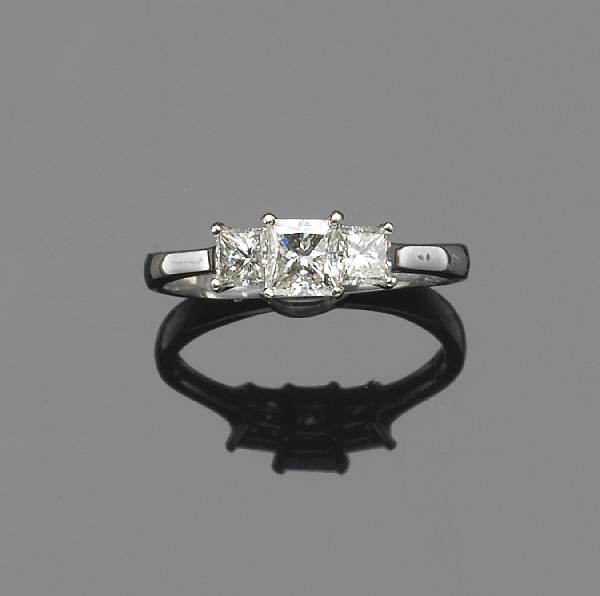 Appraisal: A diamond and k white gold three stone ring estimated