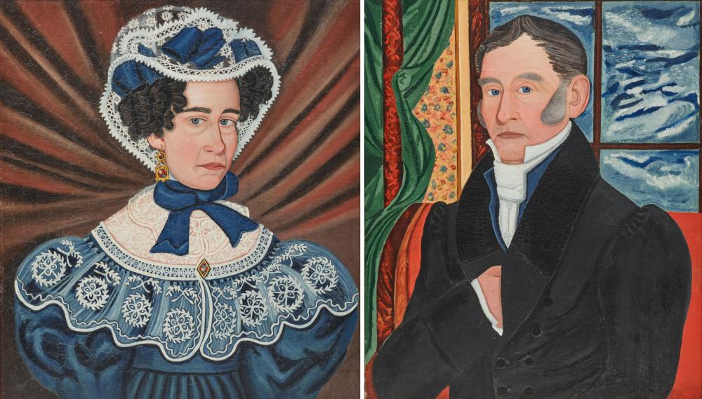 Appraisal: AMERICAN SCHOOL Philadelphia - Pair of Portraits A Lady and