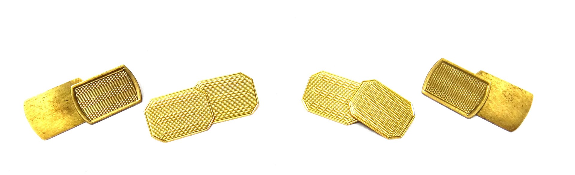 Appraisal: A pair of ct gold cut cornered rectangular cufflinks with