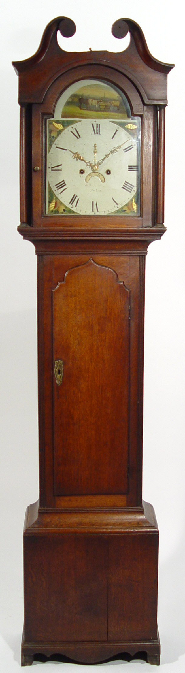 Appraisal: th Century oak long case clock the hood with swan