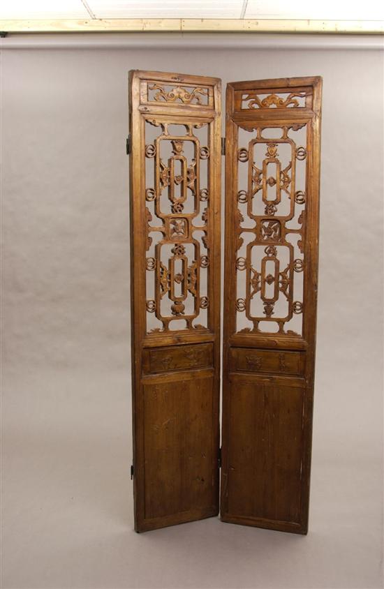 Appraisal: A CHINESE ELMWOOD FOUR FOLD SCREEN Shanxi province circa Each