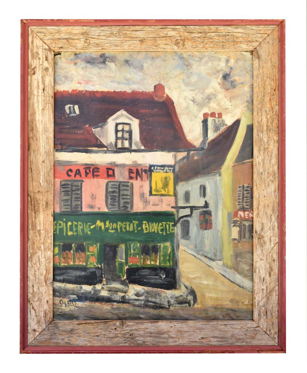 Appraisal: FRENCH SCHOOL TH CENTURY Village Corner Signed Oguiss l l