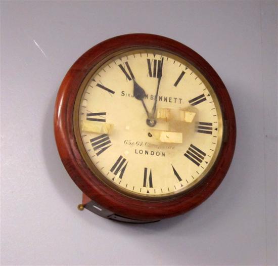 Appraisal: A th century mahogany cased round wall clock with fusee