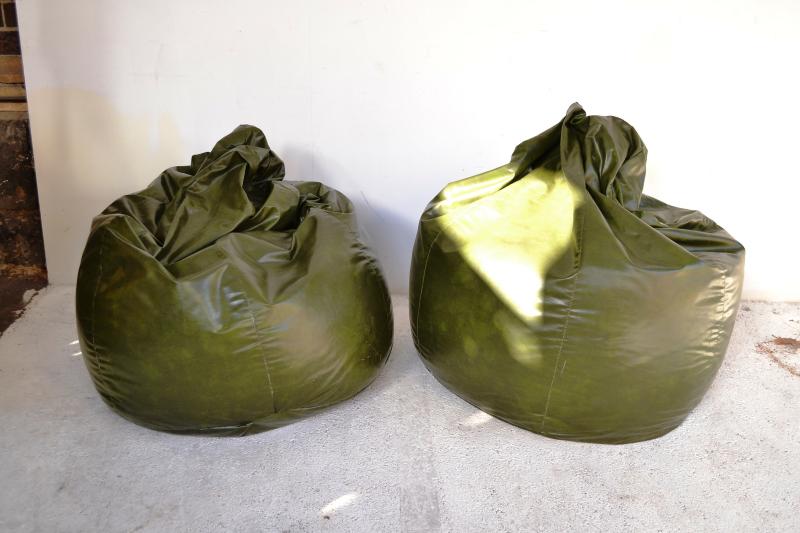 Appraisal: A PAIR OF 'S GREEN BEAN BAGS