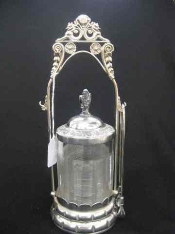 Appraisal: Pairpoint Victorian Silverplate Pickle Castor threaded insert with tongs ''