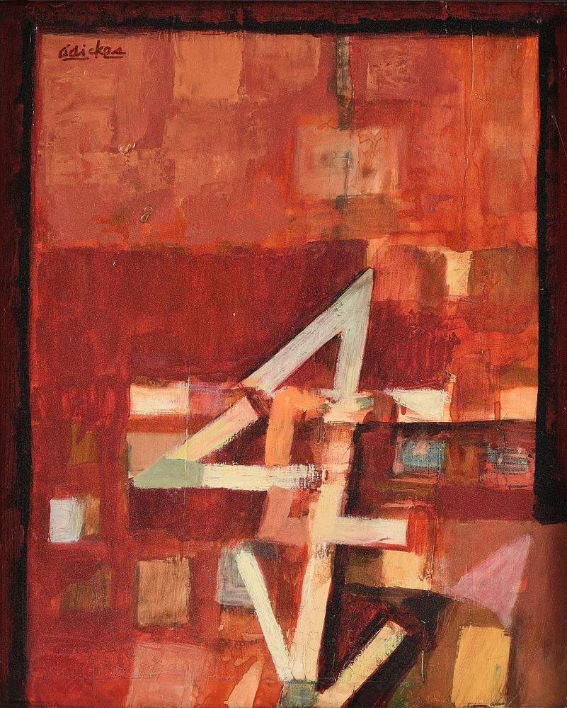 Appraisal: DAVID ADICKES American Texas b A PAINTING Red Abstract DAVID