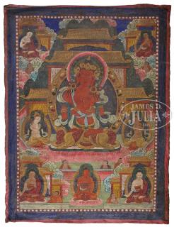 Appraisal: TIBETAN THANGKA The Thangka depicts a Deity seated in dhyanasana