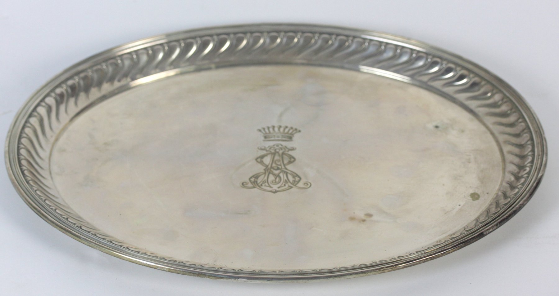 Appraisal: A German silver dish standard of oval form with gadrooned