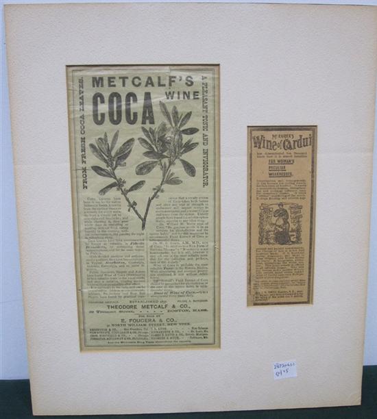 Appraisal: TWO MEDICINAL ADVERTISEMENT CLIPPINGS Late th early th C One