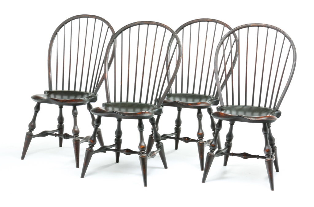 Appraisal: FOUR D R DIMES HOOP BACK WINDSOR CHAIRS Fourth quarter