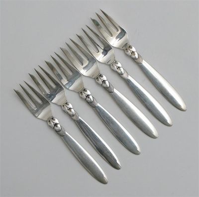 Appraisal: A Georg Jensen set of six silver Cactus forks stamped