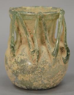 Appraisal: Roman Empire glass sprinkler flask with thin rigaree attached around