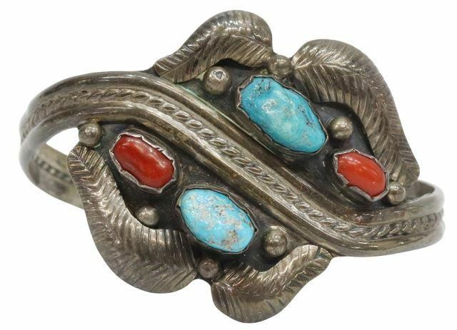 Appraisal: Native American silver content unknown cuff bracelet signed R Spencer