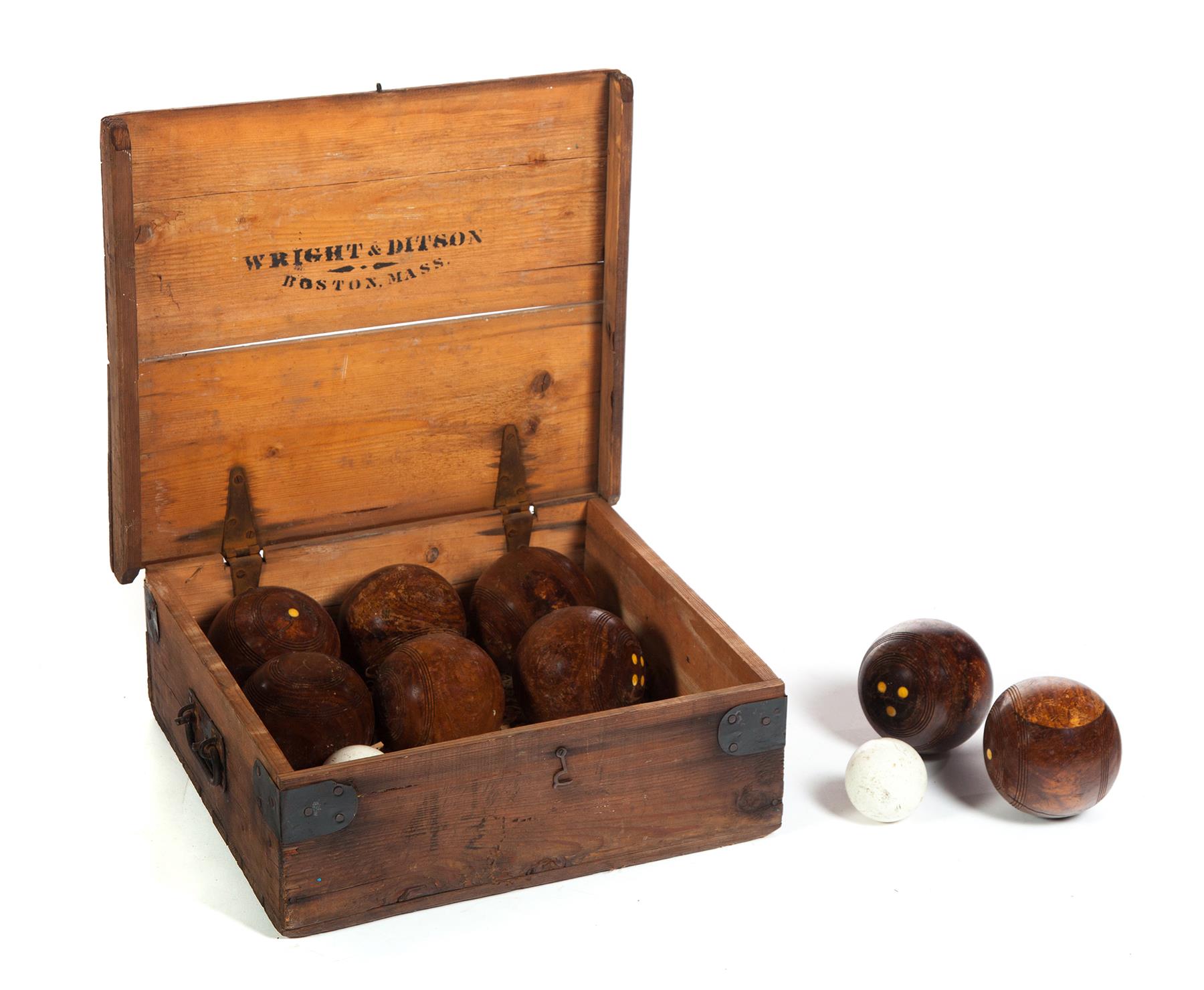 Appraisal: ENGLISH BOCCE BALL SET Early th century Eight lignum vitae