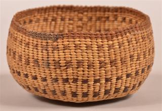 Appraisal: Antique Northern California Indian Made Basket Twined construction with design