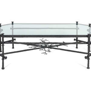 Appraisal: A Contemporary Bronze and Glass Cocktail Table IN THE MANNER