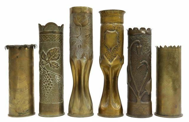 Appraisal: lot of French WWI-era trench art vases fashioned from artillery