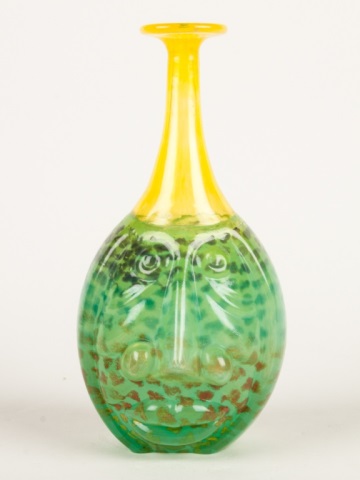 Appraisal: Kosta Boda glass face vase circa multicolored bottle-form vase with