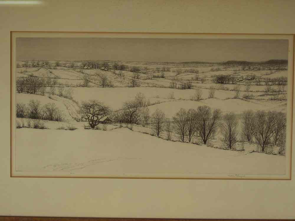 Appraisal: ETCHING - Winter scene signed lr 'Kieve Eslinger' and marked