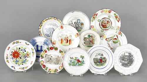 Appraisal: Group of twelve transfer decorated Staffordshire children and toddy plates