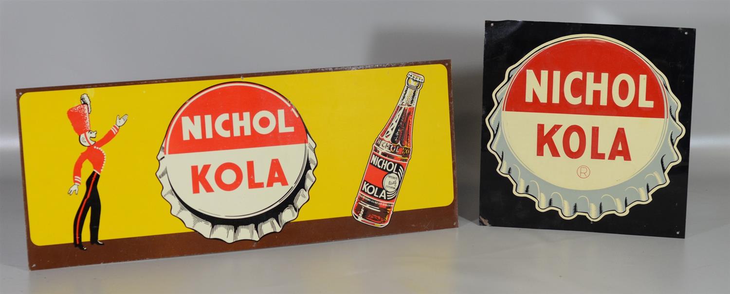 Appraisal: Nichol Kola Enameled Metal Signs - x - and square