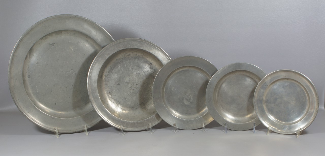 Appraisal: Continental English pewter plates basins th th c to d