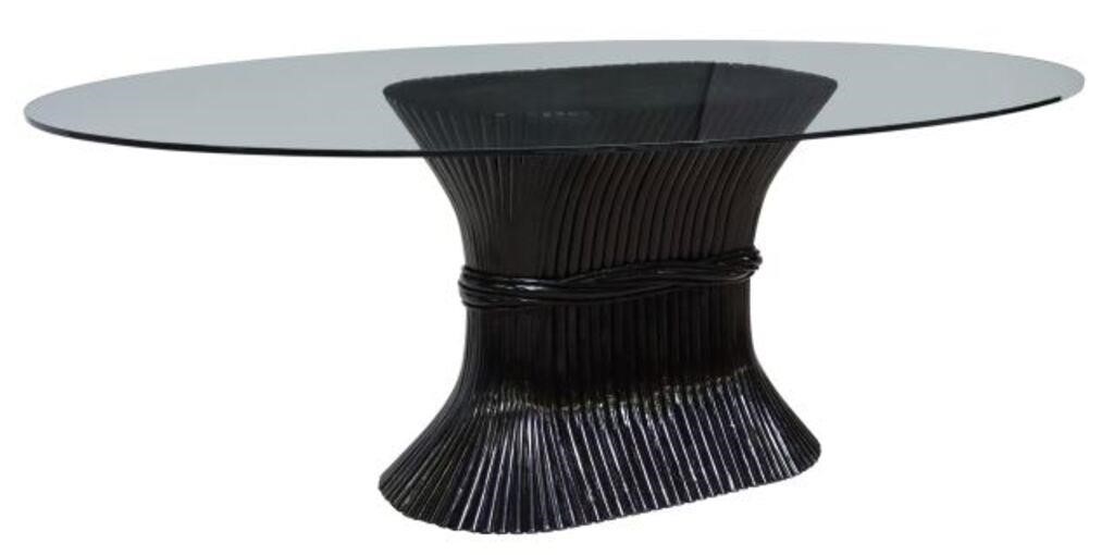 Appraisal: Modern center dining table attributed to McGuire c s oval