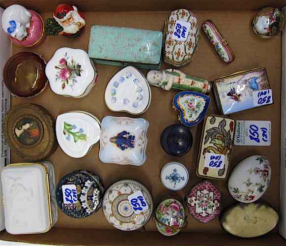 Appraisal: A COLLECTION OF TWENTY-FOUR COVERED BOXES porcelain metal glass by