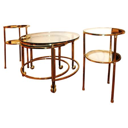 Appraisal: Set of Four Regency Style Brass and Glass Occasional Tables