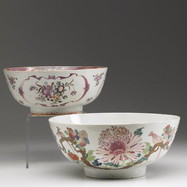 Appraisal: CHINESE EXPORT Two deep bowls with floral decoration th C