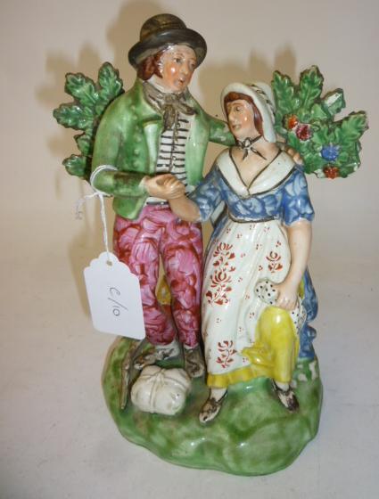 Appraisal: A PEARLWARE FIGURE GROUP early th century Sailor's Farewell modelled